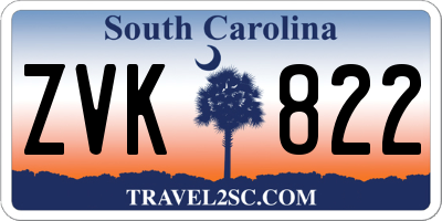 SC license plate ZVK822