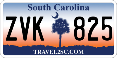 SC license plate ZVK825