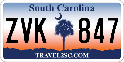 SC license plate ZVK847