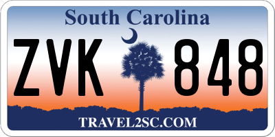 SC license plate ZVK848
