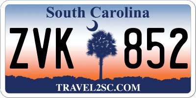 SC license plate ZVK852