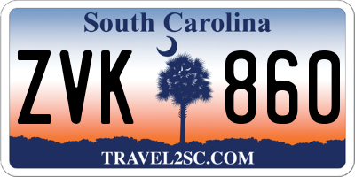 SC license plate ZVK860