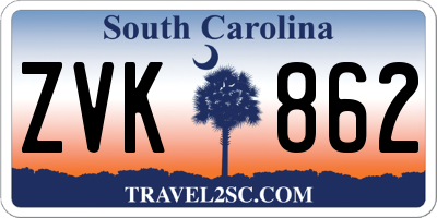 SC license plate ZVK862