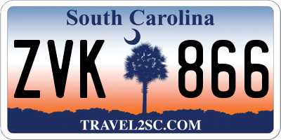 SC license plate ZVK866