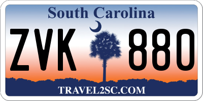 SC license plate ZVK880