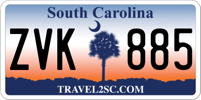SC license plate ZVK885