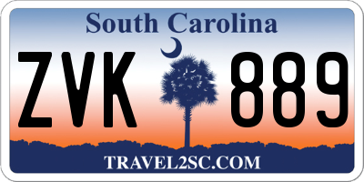 SC license plate ZVK889