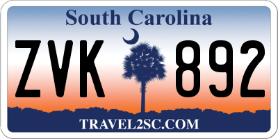 SC license plate ZVK892