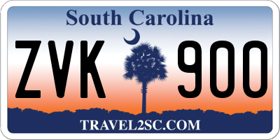 SC license plate ZVK900