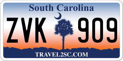 SC license plate ZVK909