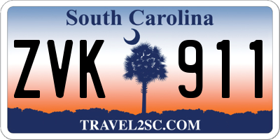 SC license plate ZVK911