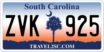 SC license plate ZVK925