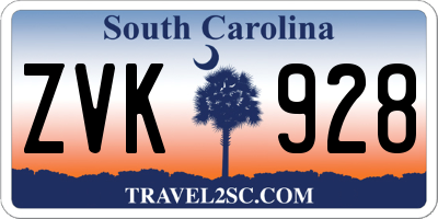 SC license plate ZVK928