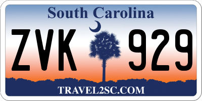 SC license plate ZVK929