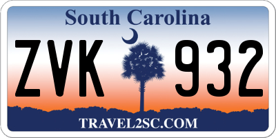 SC license plate ZVK932