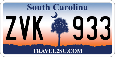 SC license plate ZVK933