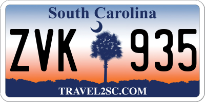SC license plate ZVK935