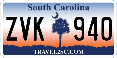 SC license plate ZVK940