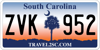 SC license plate ZVK952