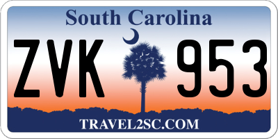 SC license plate ZVK953