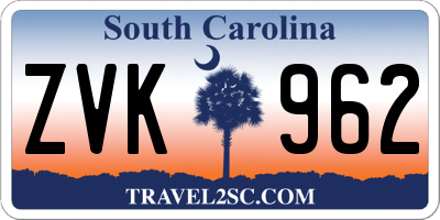 SC license plate ZVK962