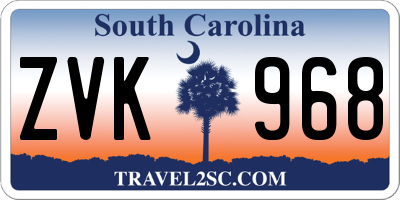 SC license plate ZVK968