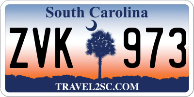 SC license plate ZVK973