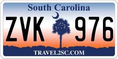SC license plate ZVK976