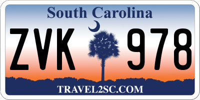 SC license plate ZVK978