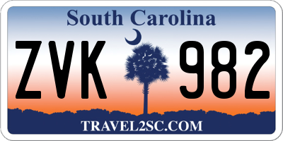 SC license plate ZVK982