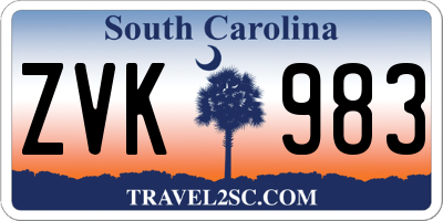 SC license plate ZVK983