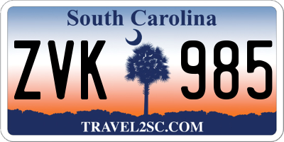 SC license plate ZVK985