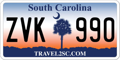 SC license plate ZVK990