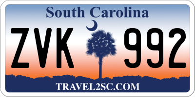 SC license plate ZVK992