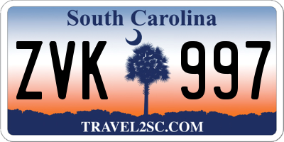 SC license plate ZVK997