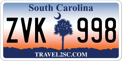 SC license plate ZVK998