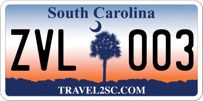 SC license plate ZVL003