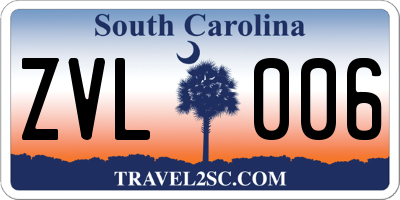 SC license plate ZVL006