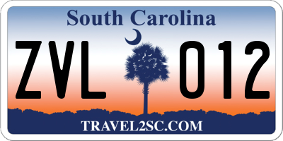 SC license plate ZVL012