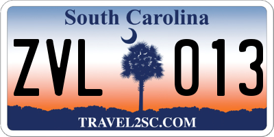 SC license plate ZVL013