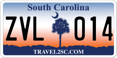 SC license plate ZVL014