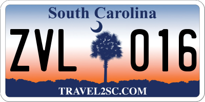 SC license plate ZVL016