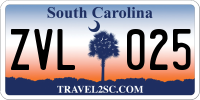 SC license plate ZVL025