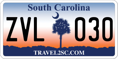 SC license plate ZVL030