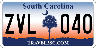 SC license plate ZVL040