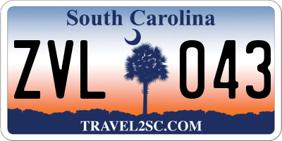 SC license plate ZVL043
