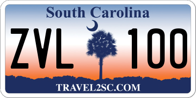 SC license plate ZVL100