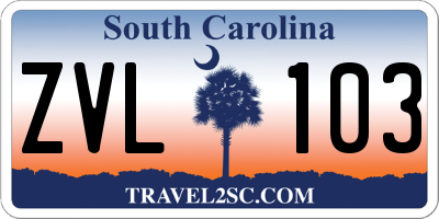 SC license plate ZVL103