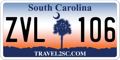 SC license plate ZVL106