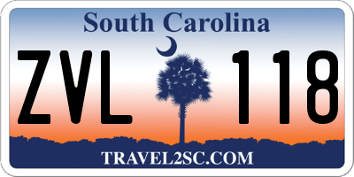 SC license plate ZVL118